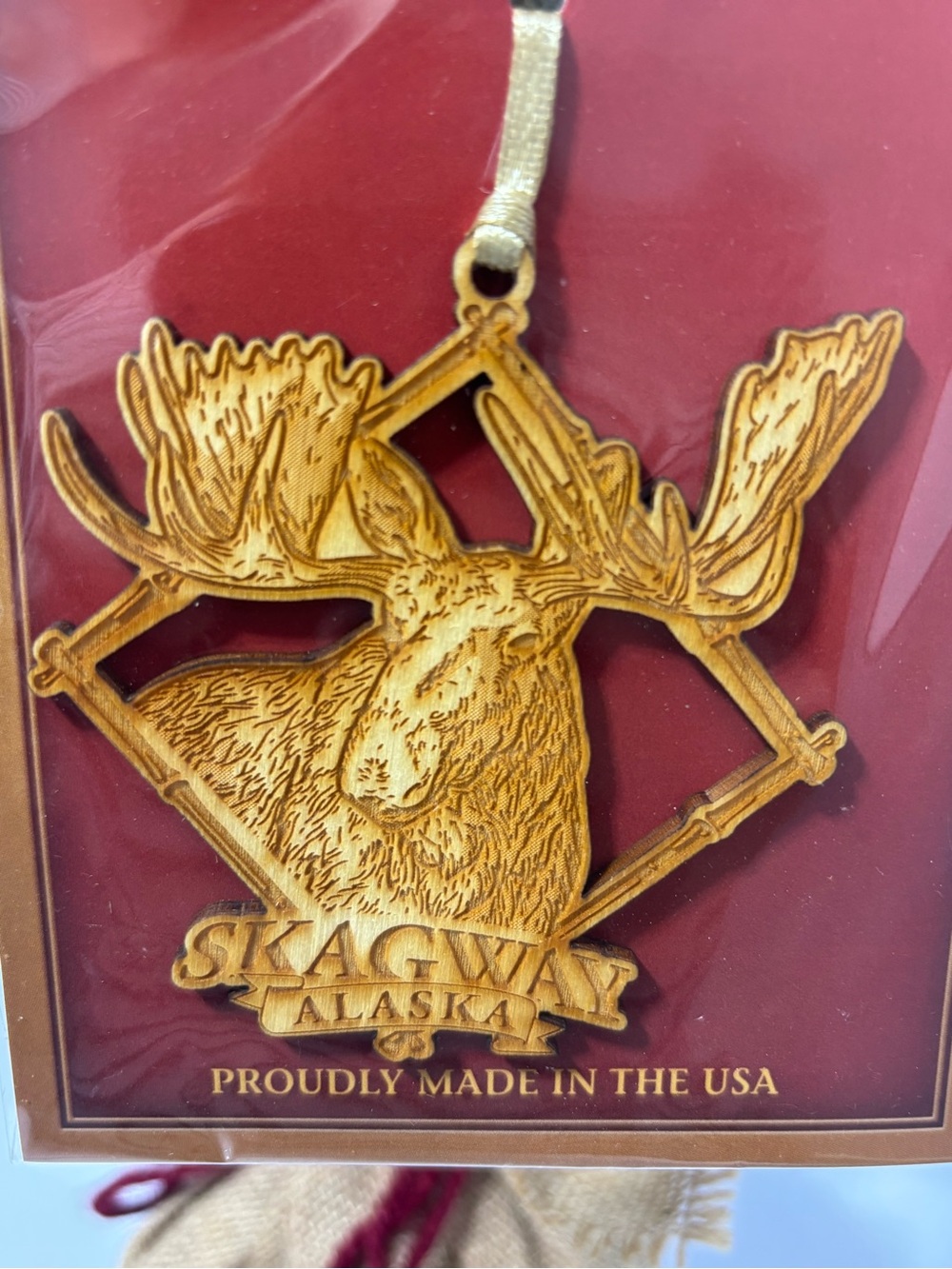Wooden Laser Engraved Moose Ornament - Been There Skagway, Alaska